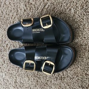 Birkenstock Black Arizona Big Buckle slide Sandals